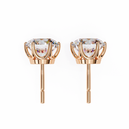 2.57Ct Round Cut Diamond 6 Prong Set 14k Solid White Gold Statement Dainty Prefect Stud Earring Gift For Women's - HIGHCARAT DIAMONDS