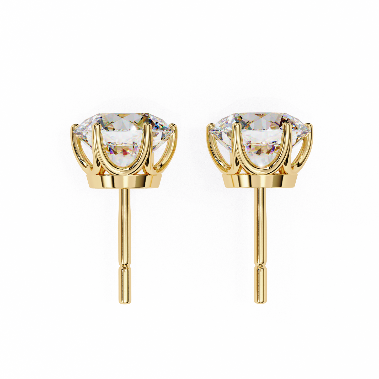 2.57Ct Round Cut Diamond 6 Prong Set 14k Solid White Gold Statement Dainty Prefect Stud Earring Gift For Women's - HIGHCARAT DIAMONDS