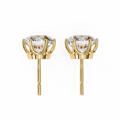 2.57Ct Round Cut Diamond 6 Prong Set 14k Solid White Gold Statement Dainty Prefect Stud Earring Gift For Women's - HIGHCARAT DIAMONDS