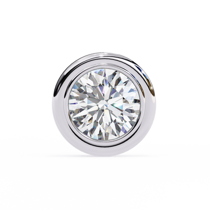 2.57Ct Round Cut Lab Grown Diamond Bezel Set Elegant Classic Perfect Solitaire 18k Solid Rose Gold Dainty Stud Earring - HIGHCARAT DIAMONDS