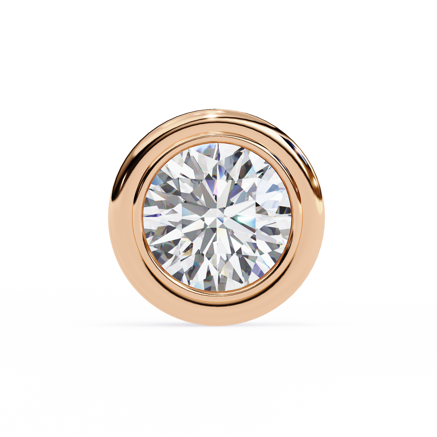 2.57Ct Round Cut Lab Grown Diamond Bezel Set Elegant Classic Perfect Solitaire 18k Solid Rose Gold Dainty Stud Earring - HIGHCARAT DIAMONDS