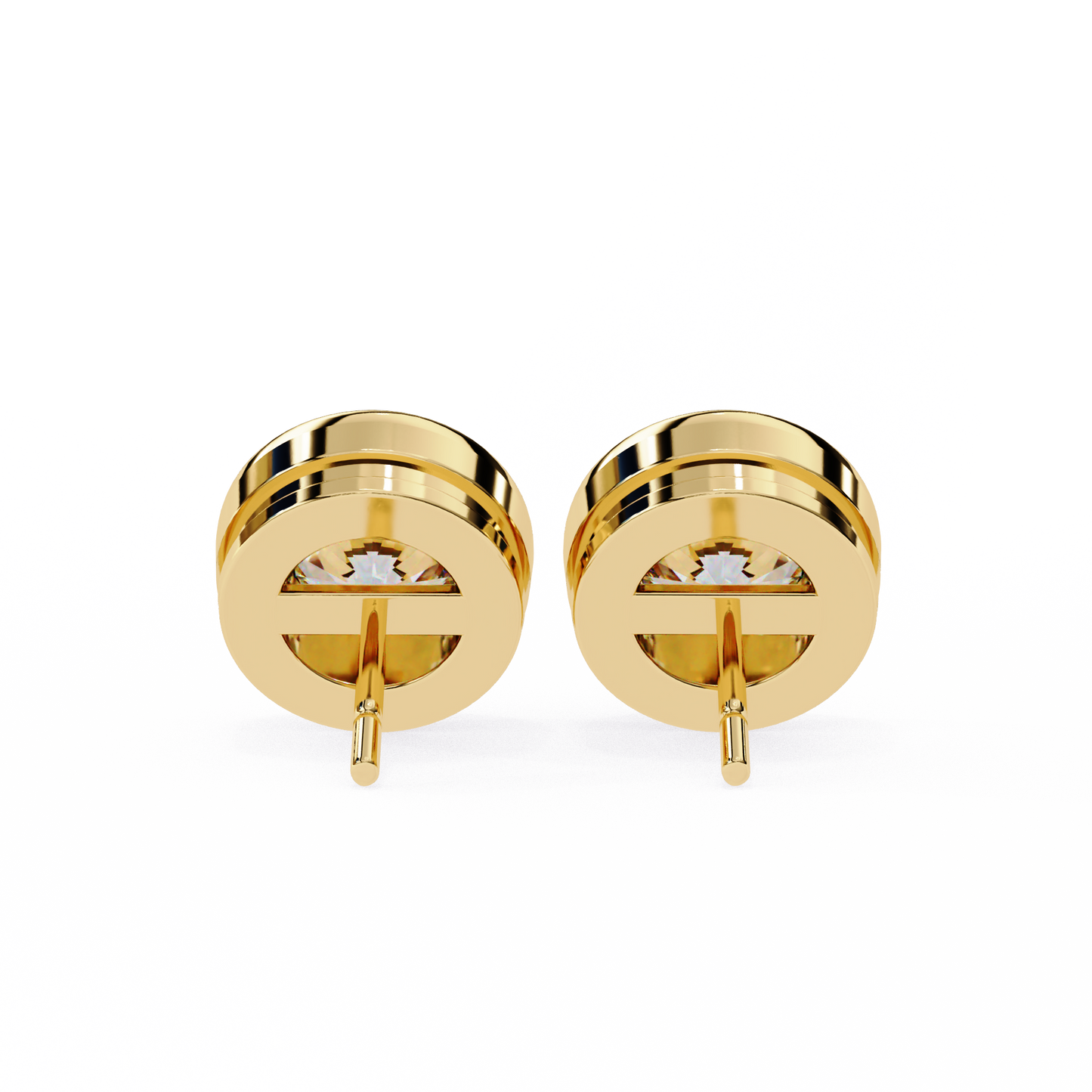 2.57Ct Round Cut Lab Grown Diamond Bezel Set Elegant Classic Perfect Solitaire 18k Solid Rose Gold Dainty Stud Earring - HIGHCARAT DIAMONDS