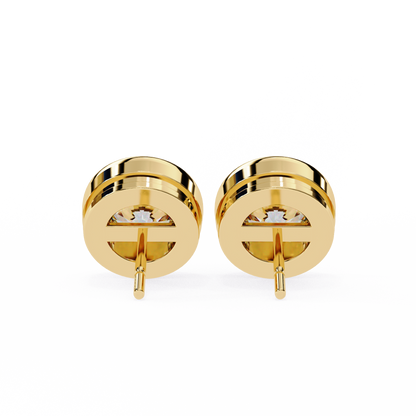 2.57Ct Round Cut Lab Grown Diamond Bezel Set Elegant Classic Perfect Solitaire 18k Solid Rose Gold Dainty Stud Earring - HIGHCARAT DIAMONDS