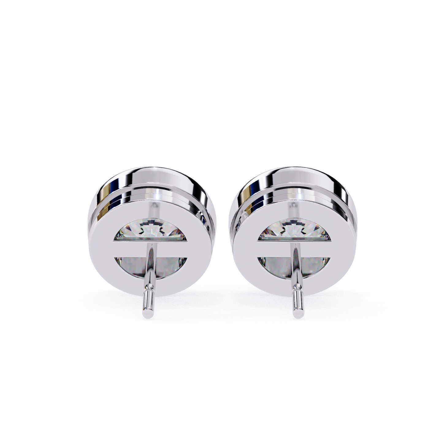 2.57Ct Round Cut Lab Grown Diamond Bezel Set Elegant Classic Perfect Solitaire 18k Solid Rose Gold Dainty Stud Earring - HIGHCARAT DIAMONDS