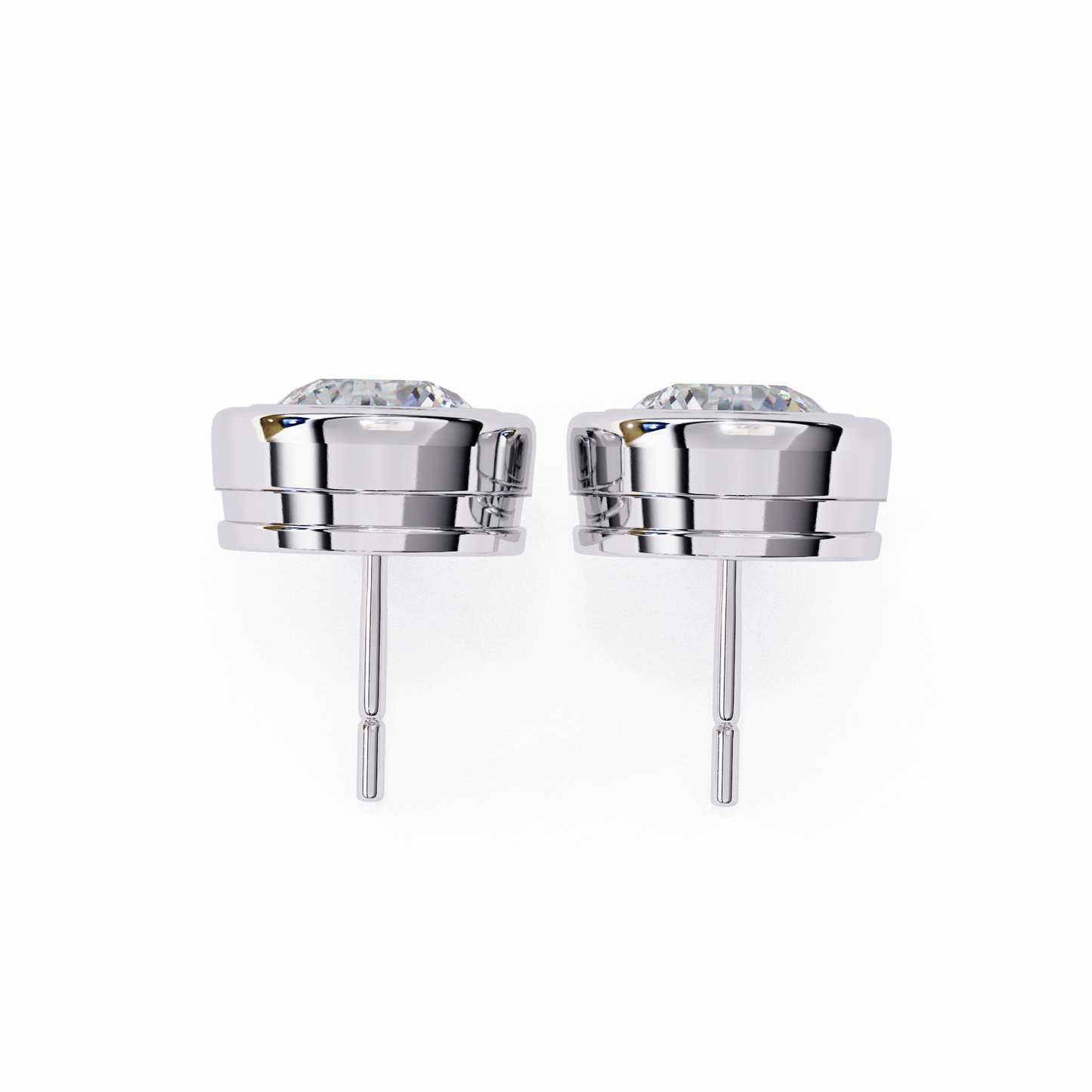 2.57Ct Round Cut Lab Grown Diamond Bezel Set Elegant Classic Perfect Solitaire 18k Solid Rose Gold Dainty Stud Earring - HIGHCARAT DIAMONDS