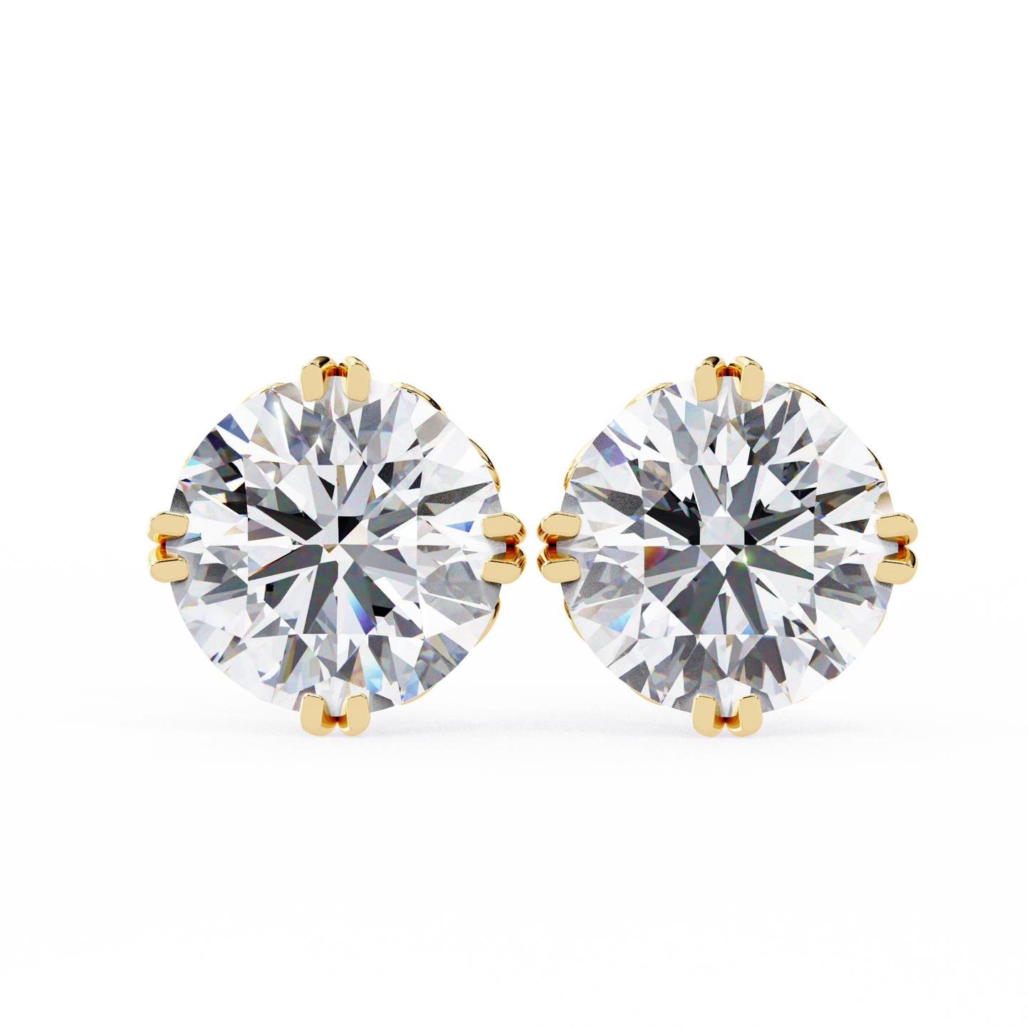 2.57Ct Round Cut Top Grade Diamond Double Prong Set Cluster Delicate Stacking Dainty Stud Earring - HIGHCARAT DIAMONDS