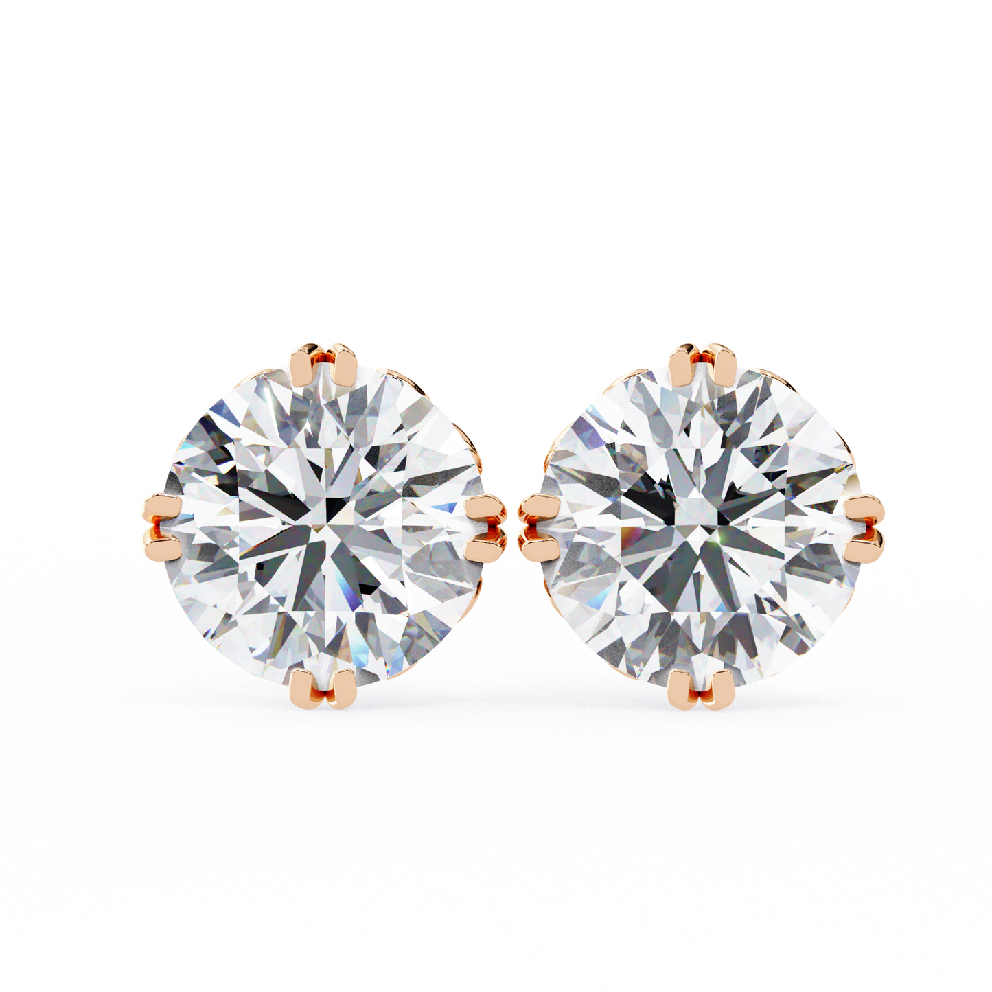 2.57Ct Round Cut Top Grade Diamond Double Prong Set Cluster Delicate Stacking Dainty Stud Earring - HIGHCARAT DIAMONDS
