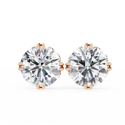 2.57Ct Round Cut Top Grade Diamond Double Prong Set Cluster Delicate Stacking Dainty Stud Earring - HIGHCARAT DIAMONDS