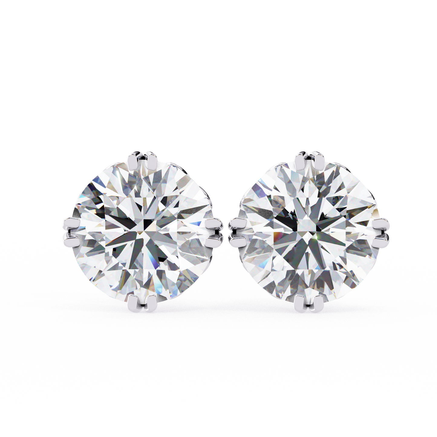 2.57Ct Round Cut Top Grade Diamond Double Prong Set Cluster Delicate Stacking Dainty Stud Earring - HIGHCARAT DIAMONDS