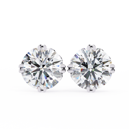 2.57Ct Round Cut Top Grade Diamond Double Prong Set Cluster Delicate Stacking Dainty Stud Earring - HIGHCARAT DIAMONDS