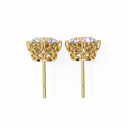 2.57Ct Round Cut Top Grade Diamond Double Prong Set Cluster Delicate Stacking Dainty Stud Earring - HIGHCARAT DIAMONDS