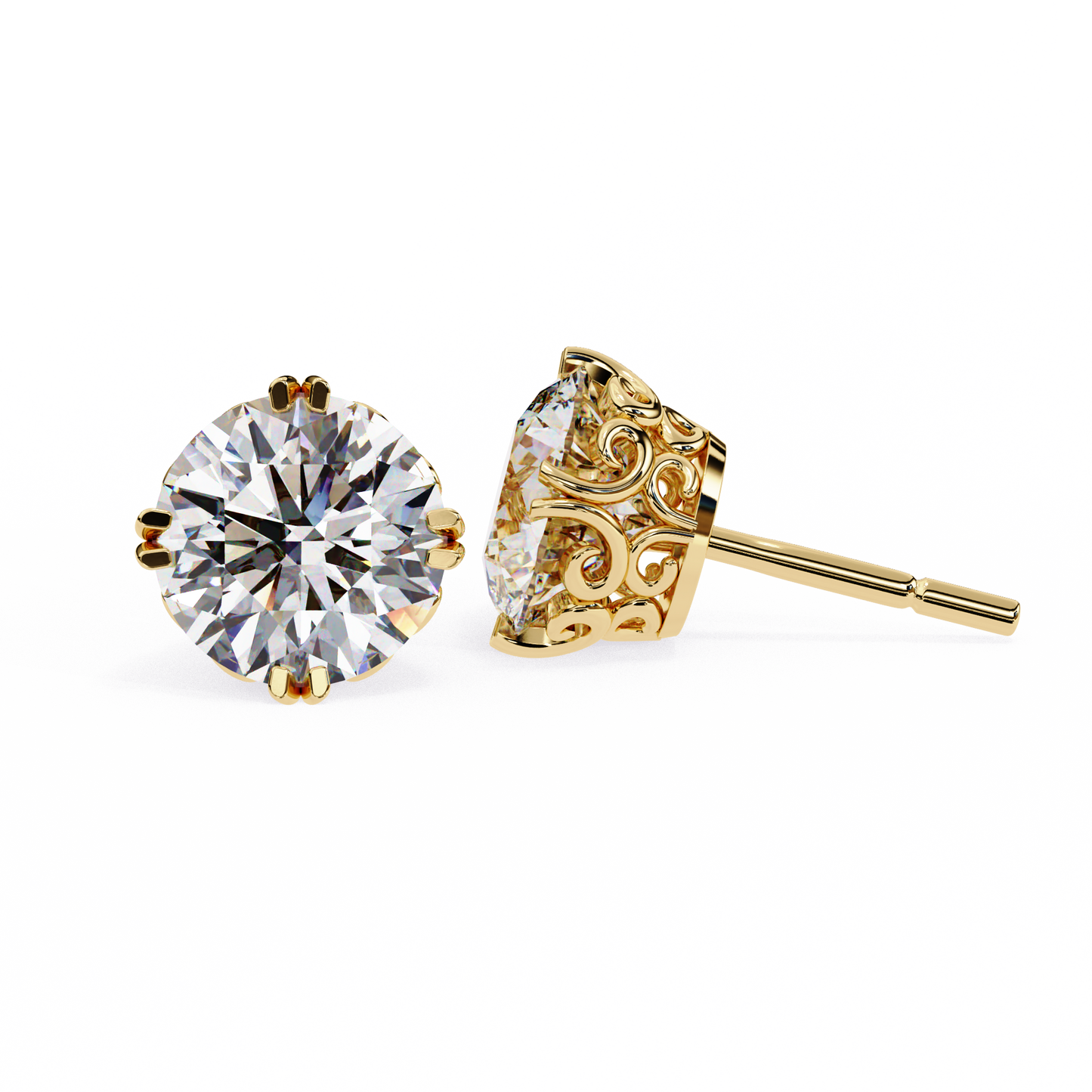 2.57Ct Round Cut Top Grade Diamond Double Prong Set Cluster Delicate Stacking Dainty Stud Earring - HIGHCARAT DIAMONDS