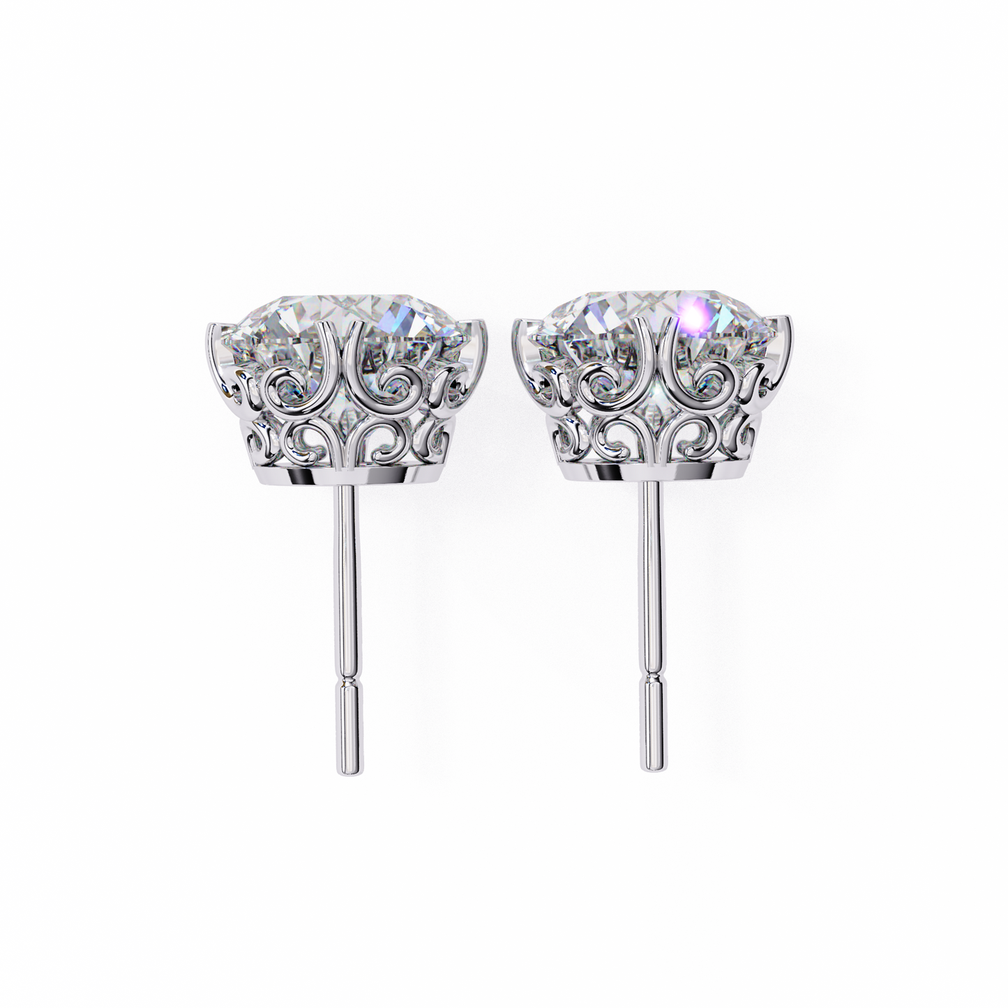 2.57Ct Round Cut Top Grade Diamond Double Prong Set Cluster Delicate Stacking Dainty Stud Earring - HIGHCARAT DIAMONDS