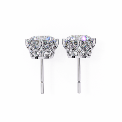 2.57Ct Round Cut Top Grade Diamond Double Prong Set Cluster Delicate Stacking Dainty Stud Earring - HIGHCARAT DIAMONDS