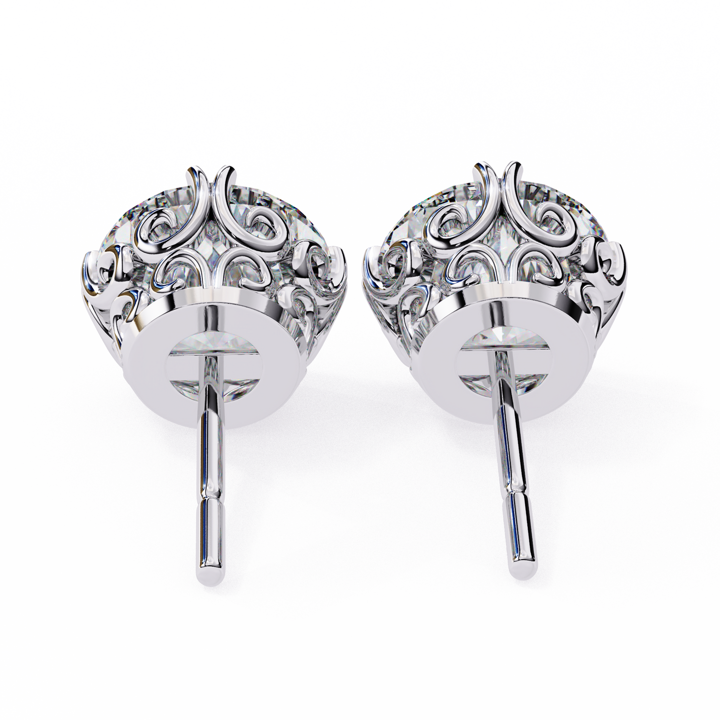 2.57Ct Round Cut Top Grade Diamond Double Prong Set Cluster Delicate Stacking Dainty Stud Earring - HIGHCARAT DIAMONDS