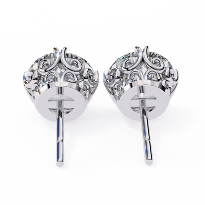 2.57Ct Round Cut Top Grade Diamond Double Prong Set Cluster Delicate Stacking Dainty Stud Earring - HIGHCARAT DIAMONDS