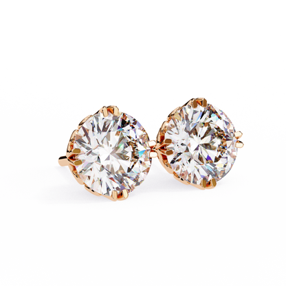 2.57Ct Round Cut Top Grade Diamond Double Prong Set Cluster Delicate Stacking Dainty Stud Earring - HIGHCARAT DIAMONDS