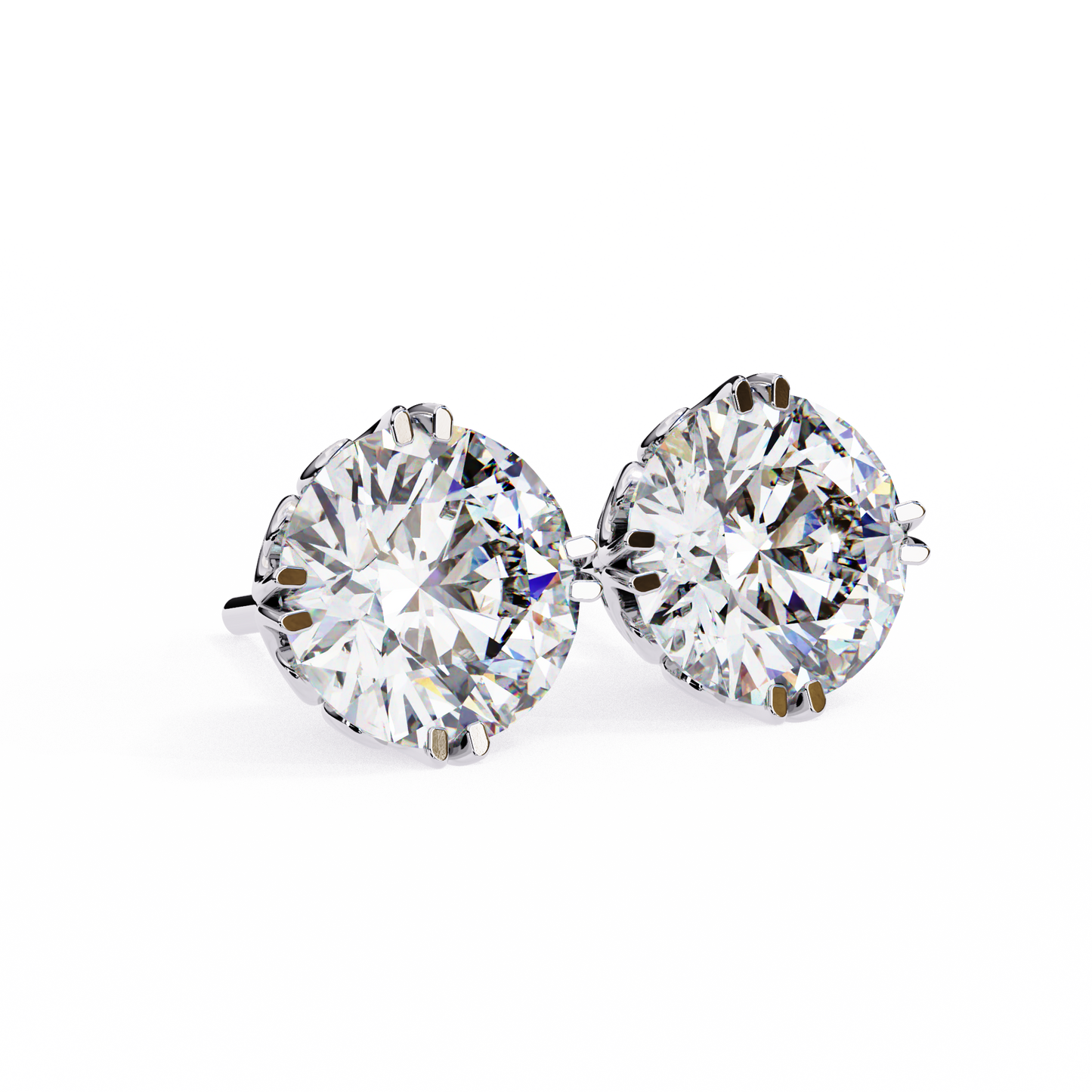 2.57Ct Round Cut Top Grade Diamond Double Prong Set Cluster Delicate Stacking Dainty Stud Earring - HIGHCARAT DIAMONDS