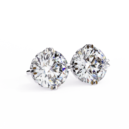 2.57Ct Round Cut Top Grade Diamond Double Prong Set Cluster Delicate Stacking Dainty Stud Earring - HIGHCARAT DIAMONDS