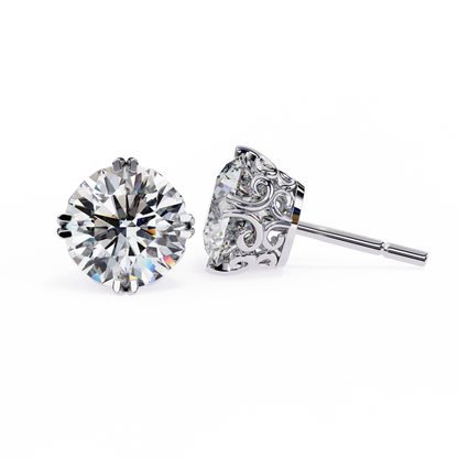 2.57Ct Round Cut Top Grade Diamond Double Prong Set Cluster Delicate Stacking Dainty Stud Earring - HIGHCARAT DIAMONDS