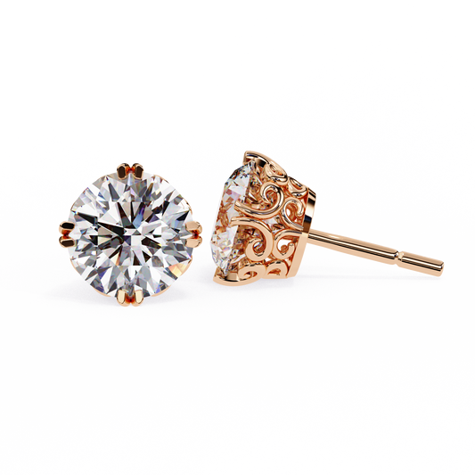2.57Ct Round Cut Top Grade Diamond Double Prong Set Cluster Delicate Stacking Dainty Stud Earring - HIGHCARAT DIAMONDS
