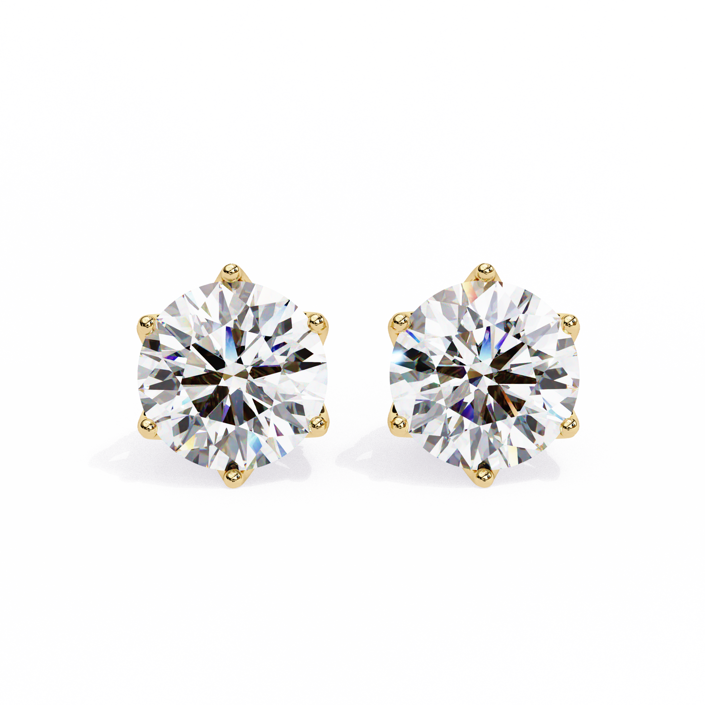 Vintage 2.62Ct Round Cut Diamond Unique 6 Prong Set Art Deco Solitaire Screw Back Stud Earring Gift For Her - HIGHCARAT DIAMONDS