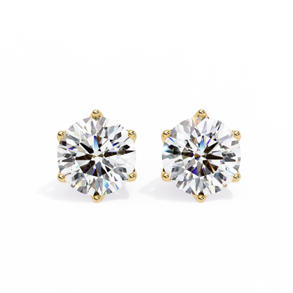 Vintage 2.62Ct Round Cut Diamond Unique 6 Prong Set Art Deco Solitaire Screw Back Stud Earring Gift For Her - HIGHCARAT DIAMONDS