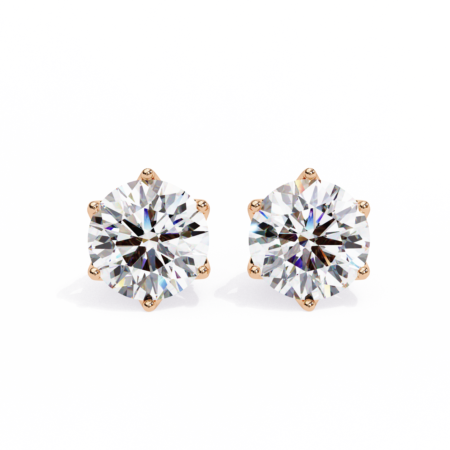Vintage 2.62Ct Round Cut Diamond Unique 6 Prong Set Art Deco Solitaire Screw Back Stud Earring Gift For Her - HIGHCARAT DIAMONDS