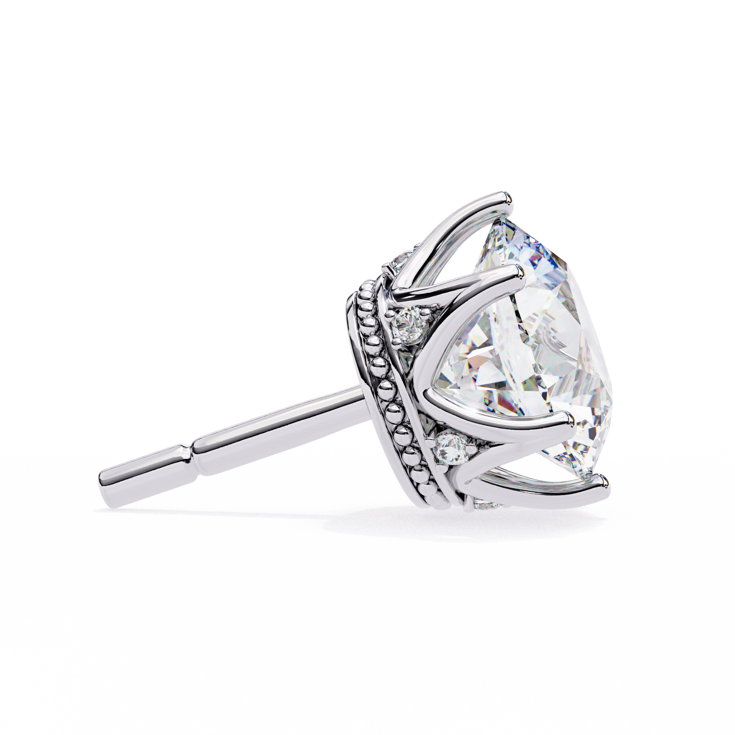 Vintage 2.62Ct Round Cut Diamond Unique 6 Prong Set Art Deco Solitaire Screw Back Stud Earring Gift For Her - HIGHCARAT DIAMONDS