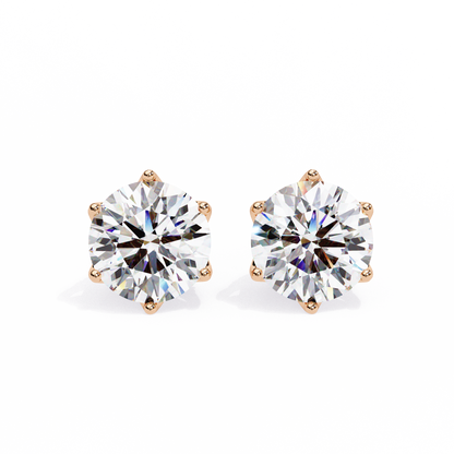 Vintage 2.62Ct Round Cut Diamond Unique 6 Prong Set Art Deco Solitaire Screw Back Stud Earring Gift For Her - HIGHCARAT DIAMONDS