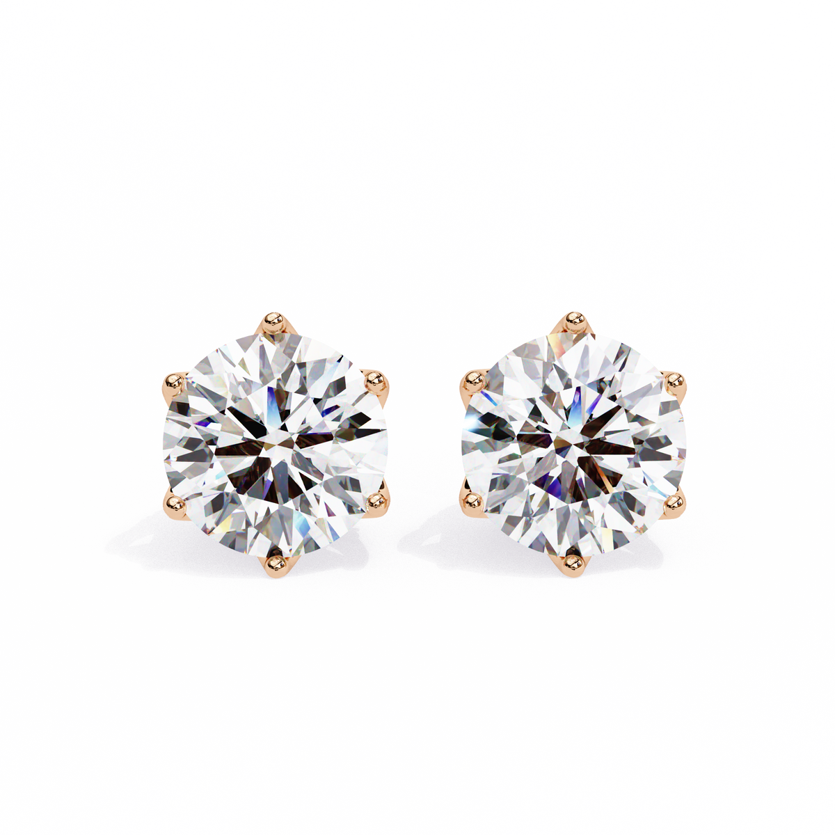 Vintage 2.62Ct Round Cut Diamond Unique 6 Prong Set Art Deco Solitaire Screw Back Stud Earring Gift For Her - HIGHCARAT DIAMONDS