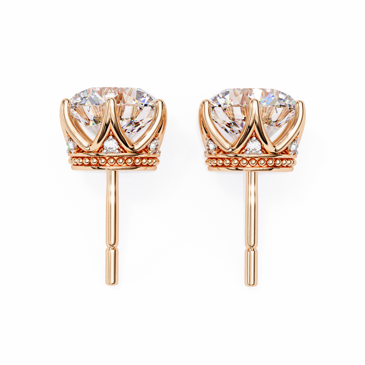 Vintage 2.62Ct Round Cut Diamond Unique 6 Prong Set Art Deco Solitaire Screw Back Stud Earring Gift For Her - HIGHCARAT DIAMONDS