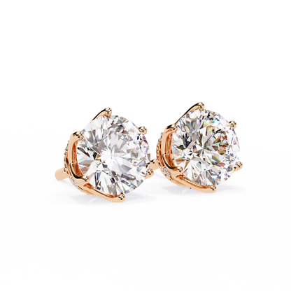 Vintage 2.62Ct Round Cut Diamond Unique 6 Prong Set Art Deco Solitaire Screw Back Stud Earring Gift For Her - HIGHCARAT DIAMONDS