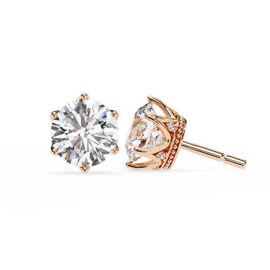 Vintage 2.62Ct Round Cut Diamond Unique 6 Prong Set Art Deco Solitaire Screw Back Stud Earring Gift For Her - HIGHCARAT DIAMONDS