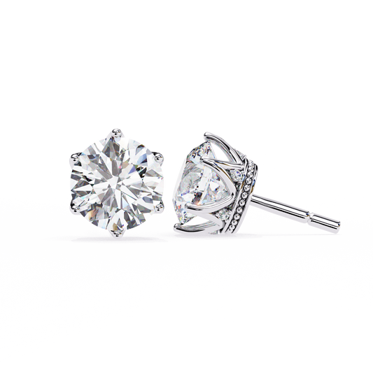 Vintage 2.62Ct Round Cut Diamond Unique 6 Prong Set Art Deco Solitaire Screw Back Stud Earring Gift For Her - HIGHCARAT DIAMONDS