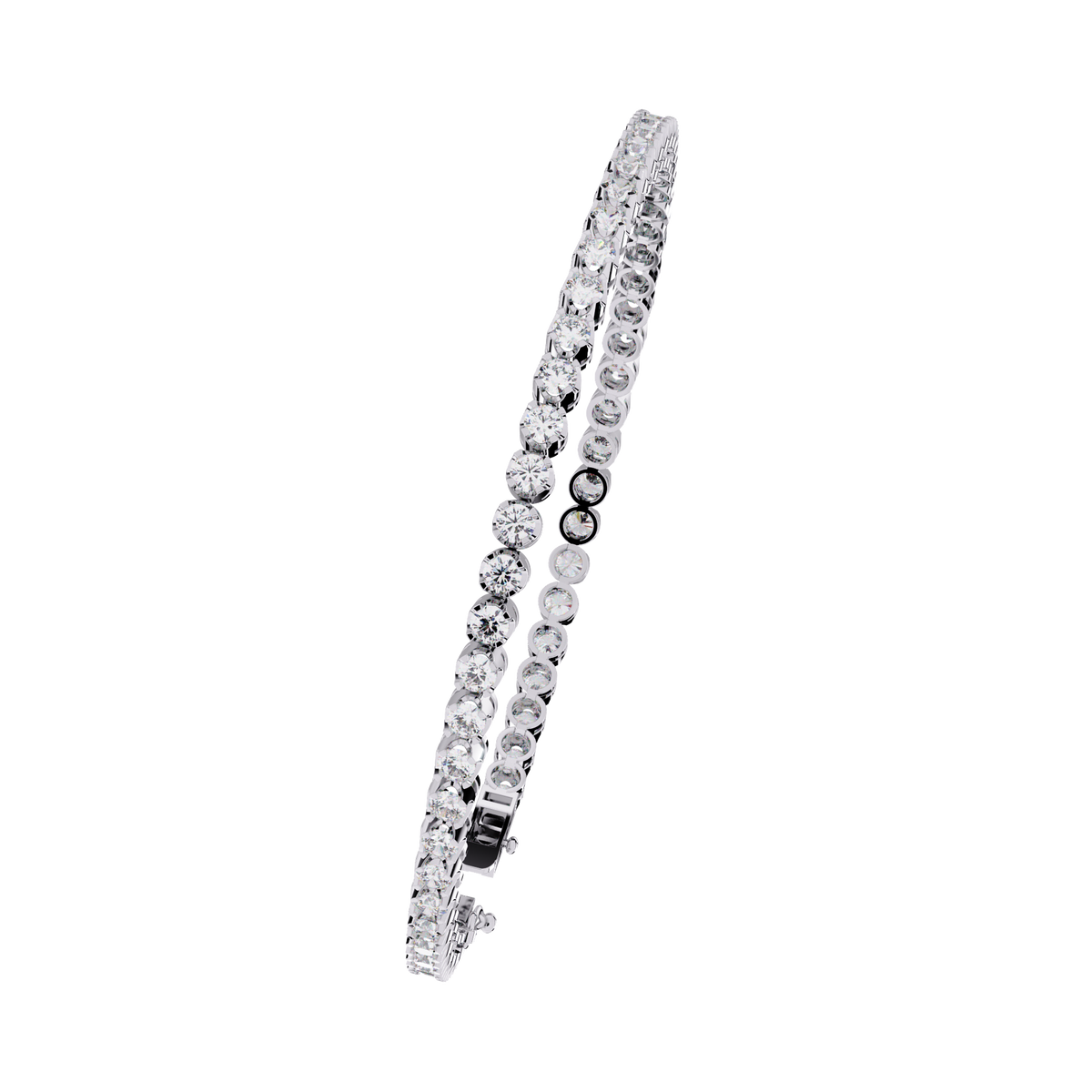 2.62Ct Round Cut Top Grade Diamond Unique Bezel Set Simple Delicate Cluster Tennis Bracelet Gift For Her - HIGHCARAT DIAMONDS
