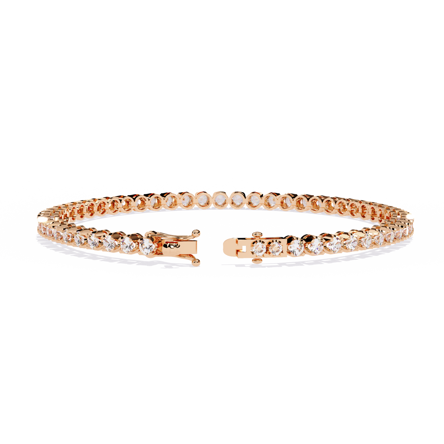 2.62Ct Round Cut Top Grade Diamond Unique Bezel Set Simple Delicate Cluster Tennis Bracelet Gift For Her - HIGHCARAT DIAMONDS
