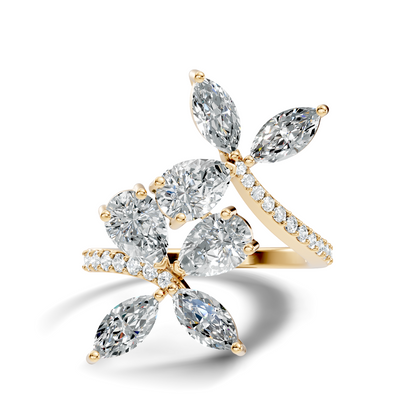 2.78Ct Pear, Marquise and Round Cut Diamond Minimalist Dainty Bypass Stunning Party Wear Ring For Women's - HIGHCARAT DIAMONDS