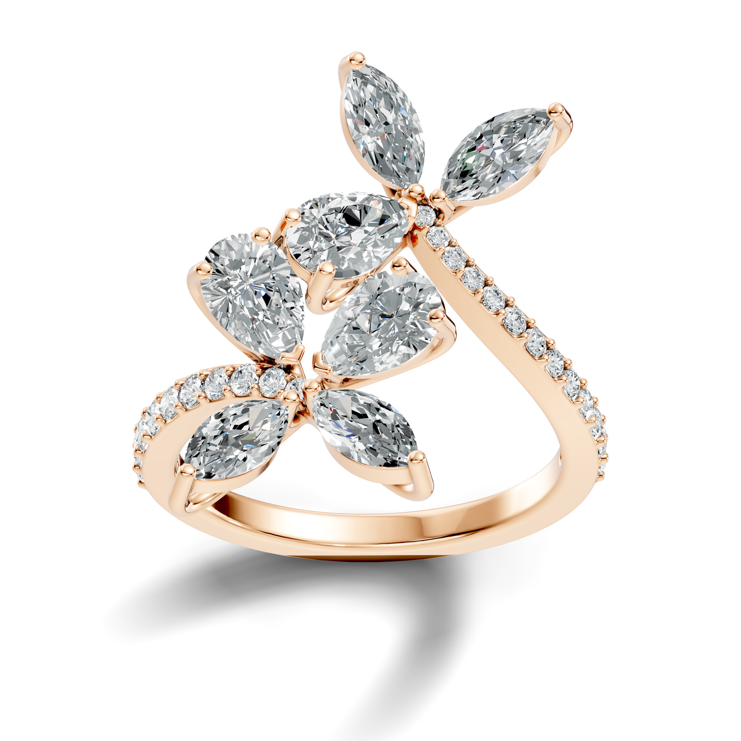2.78Ct Pear, Marquise and Round Cut Diamond Minimalist Dainty Bypass Stunning Party Wear Ring For Women's - HIGHCARAT DIAMONDS