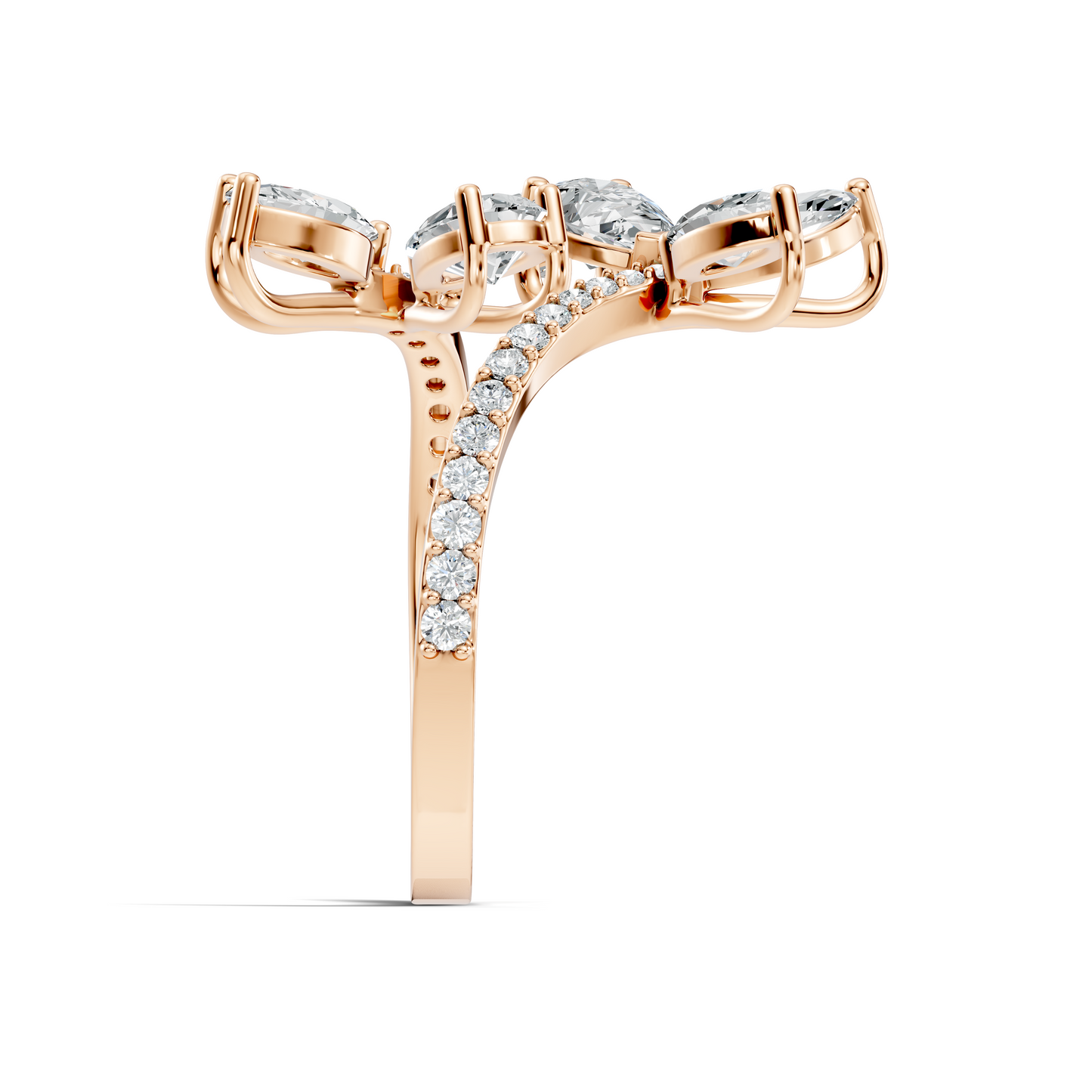 2.78Ct Pear, Marquise and Round Cut Diamond Minimalist Dainty Bypass Stunning Party Wear Ring For Women's - HIGHCARAT DIAMONDS