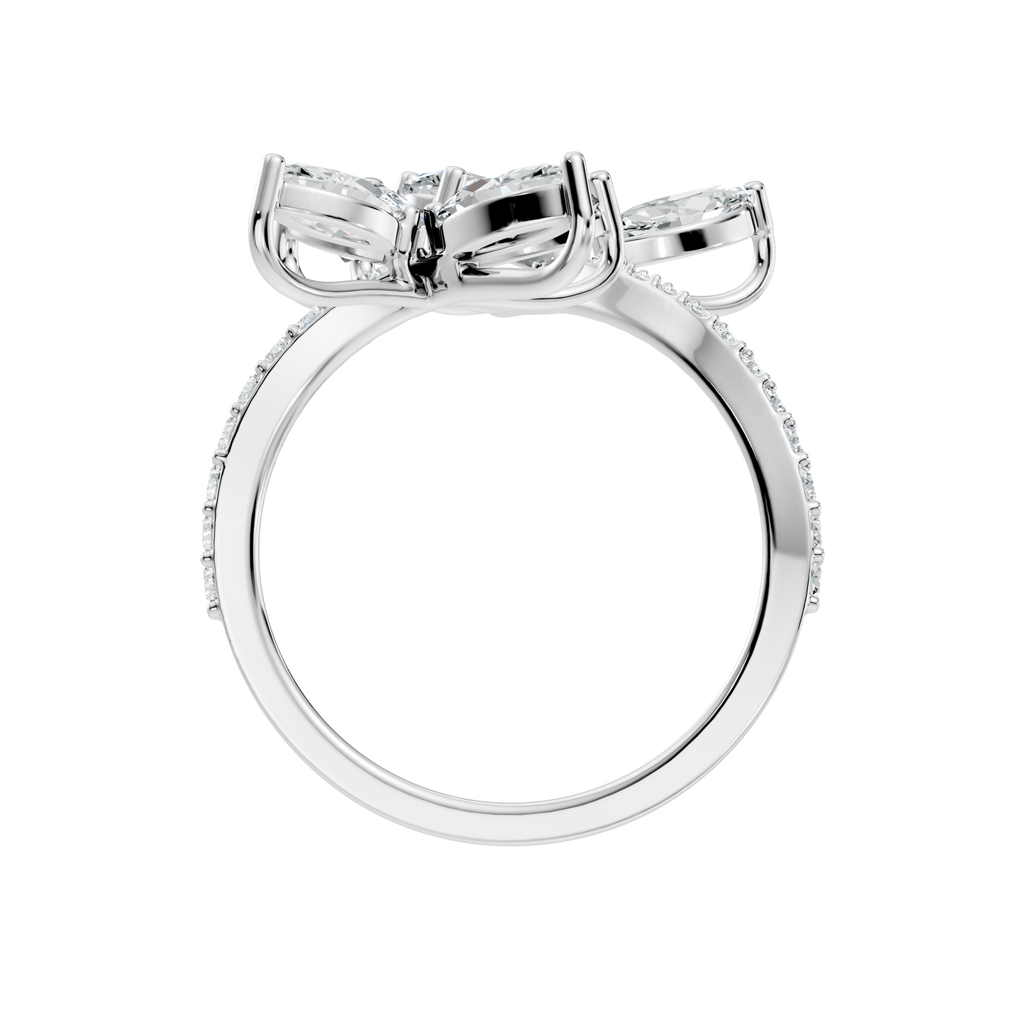 2.78Ct Pear, Marquise and Round Cut Diamond Minimalist Dainty Bypass Stunning Party Wear Ring For Women's - HIGHCARAT DIAMONDS