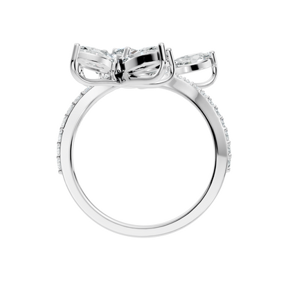 2.78Ct Pear, Marquise and Round Cut Diamond Minimalist Dainty Bypass Stunning Party Wear Ring For Women's - HIGHCARAT DIAMONDS