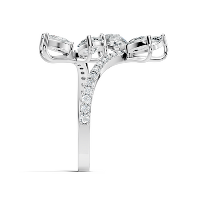2.78Ct Pear, Marquise and Round Cut Diamond Minimalist Dainty Bypass Stunning Party Wear Ring For Women's - HIGHCARAT DIAMONDS