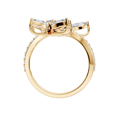 2.78Ct Pear, Marquise and Round Cut Diamond Minimalist Dainty Bypass Stunning Party Wear Ring For Women's - HIGHCARAT DIAMONDS