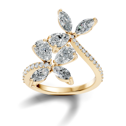 2.78Ct Pear, Marquise and Round Cut Diamond Minimalist Dainty Bypass Stunning Party Wear Ring For Women's - HIGHCARAT DIAMONDS