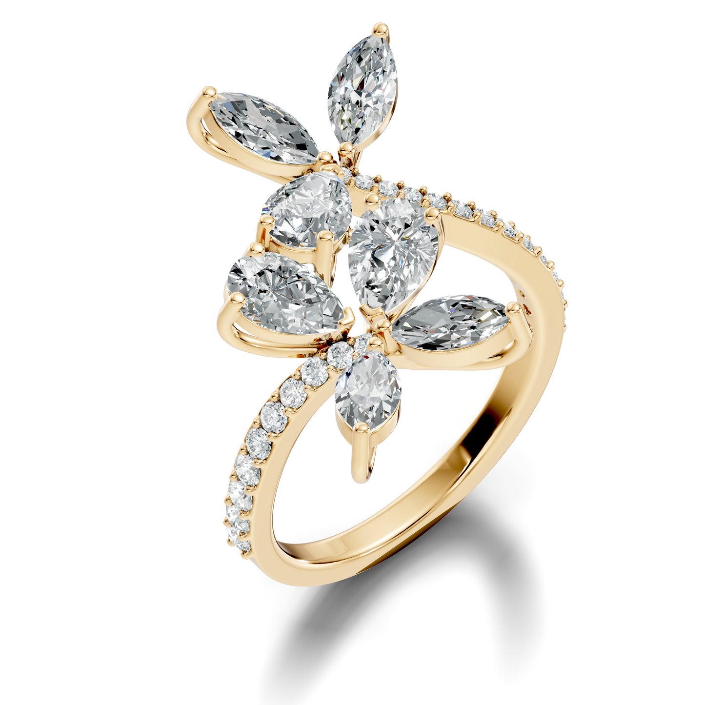 2.78Ct Pear, Marquise and Round Cut Diamond Minimalist Dainty Bypass Stunning Party Wear Ring For Women's - HIGHCARAT DIAMONDS