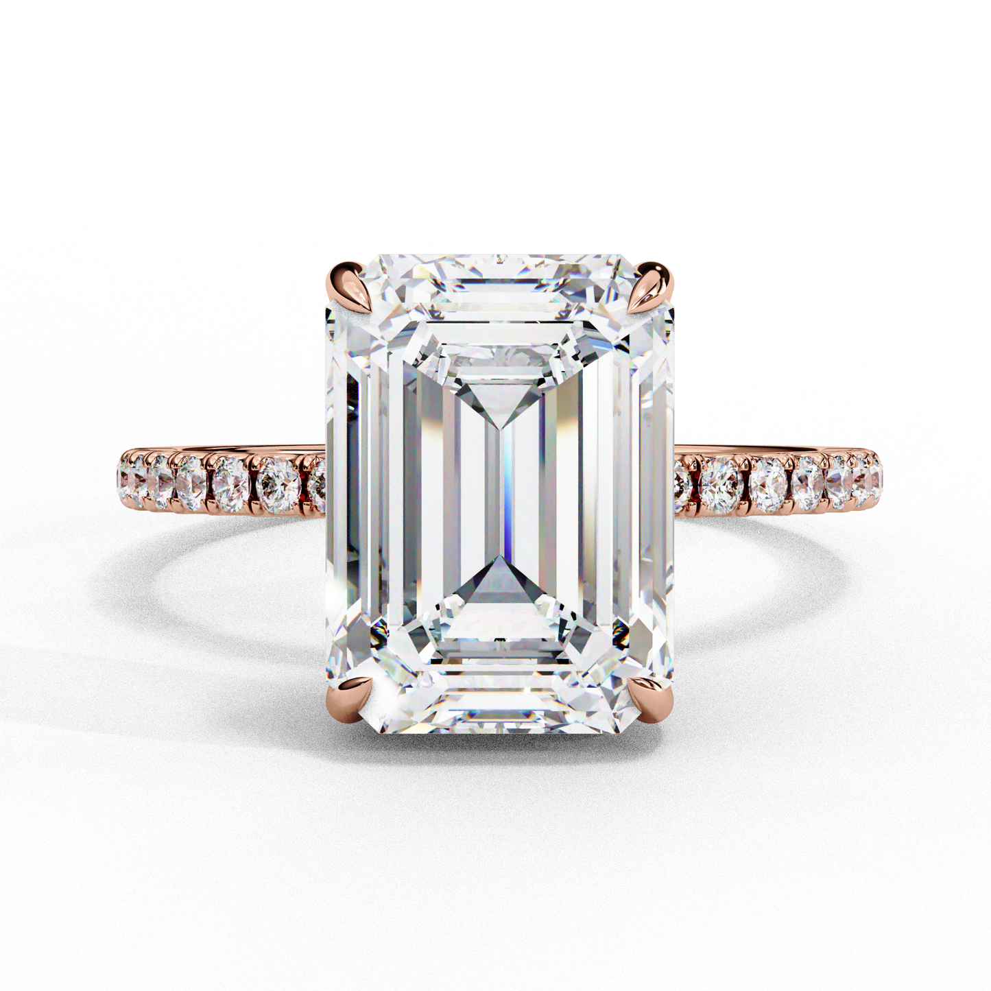 Handcrafted Women's Ring with Emerald and round Cut 2.80 Ct Lab Grown Diamond gift for her - HIGHCARAT DIAMONDS