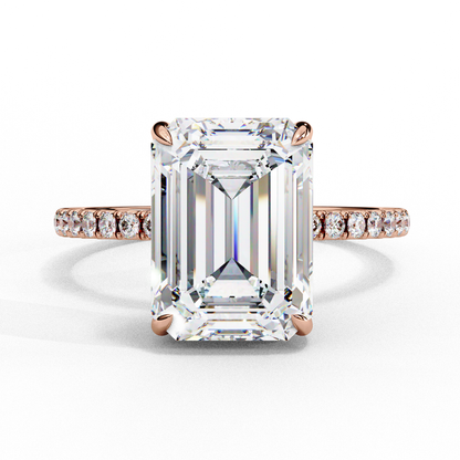 Handcrafted Women's Ring with Emerald and round Cut 2.80 Ct Lab Grown Diamond gift for her - HIGHCARAT DIAMONDS