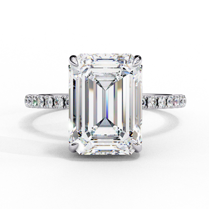 Handcrafted Women's Ring with Emerald and round Cut 2.80 Ct Lab Grown Diamond gift for her - HIGHCARAT DIAMONDS