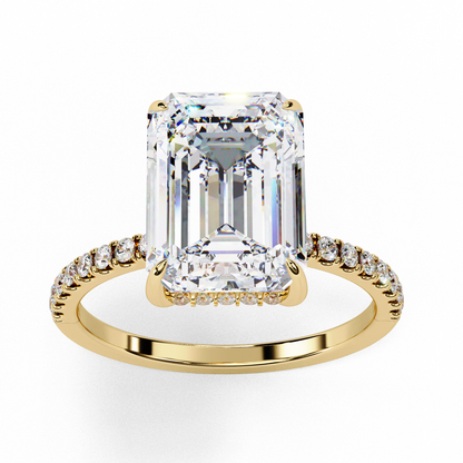 Handcrafted Women's Ring with Emerald and round Cut 2.80 Ct Lab Grown Diamond gift for her - HIGHCARAT DIAMONDS